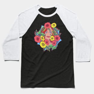 Emblematic Flower Woman Baseball T-Shirt